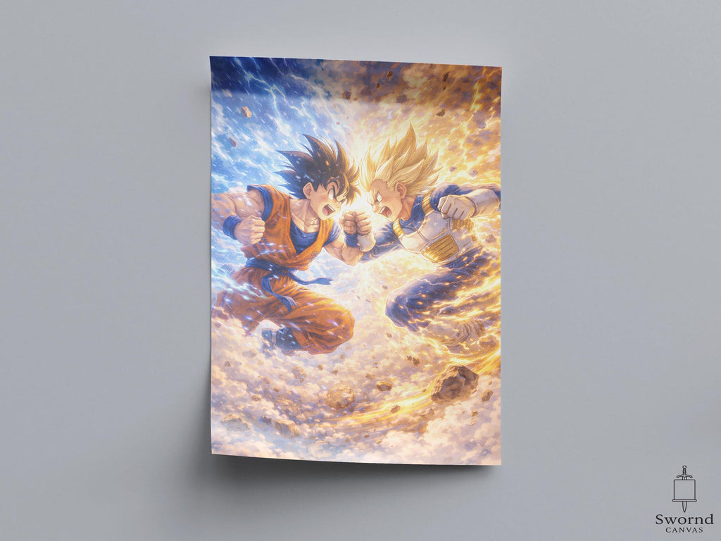 Goku vs Vegeta Print, Dragon Ball Z Wall Art