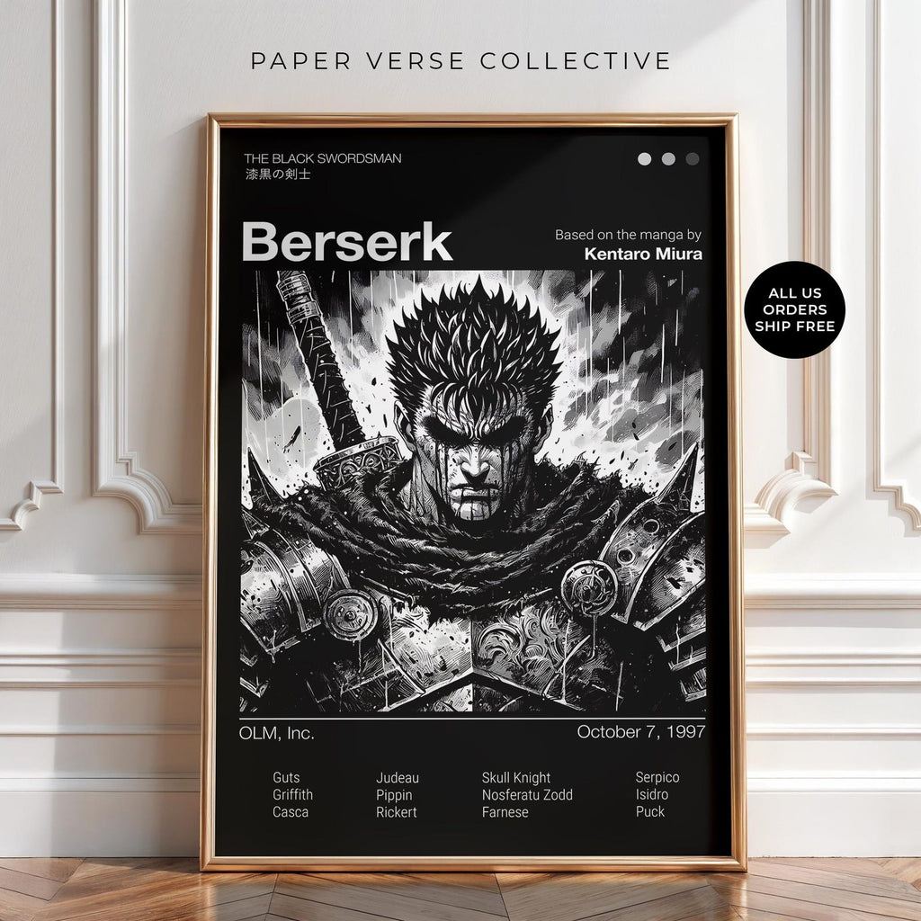 Berserk Manga Poster, Guts and Griffith Anime Wall Art